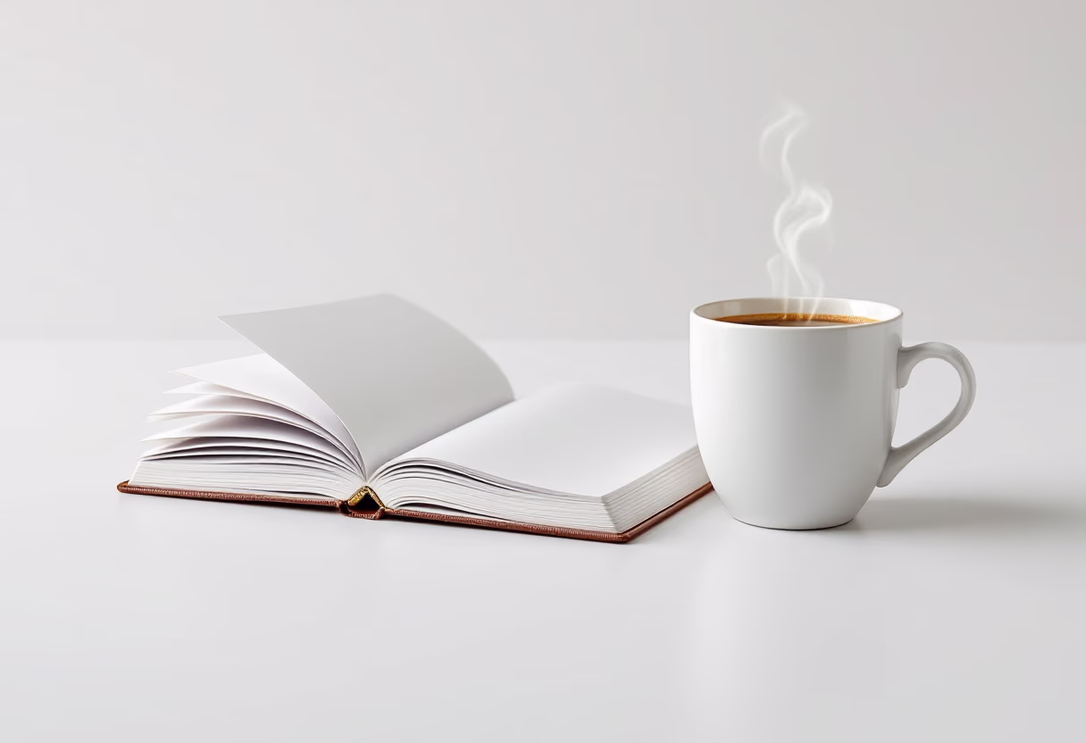 image of a notebook and coffee cup on a table
