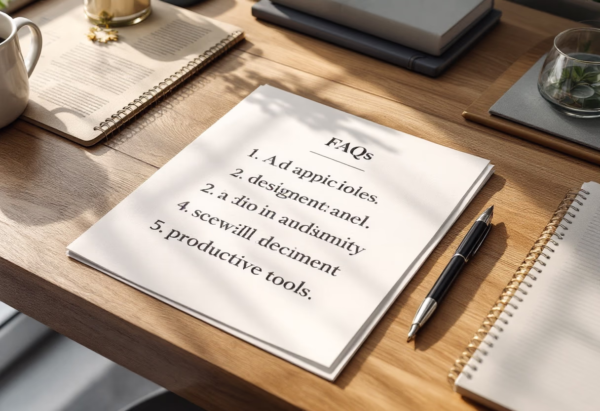 image of a document with faqs (for a productivity tools business)