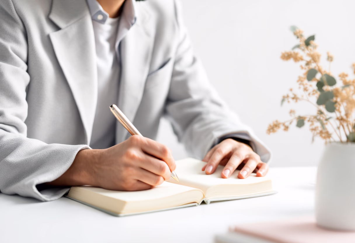 image of a person brainstorming ideas (for a productivity tools business)