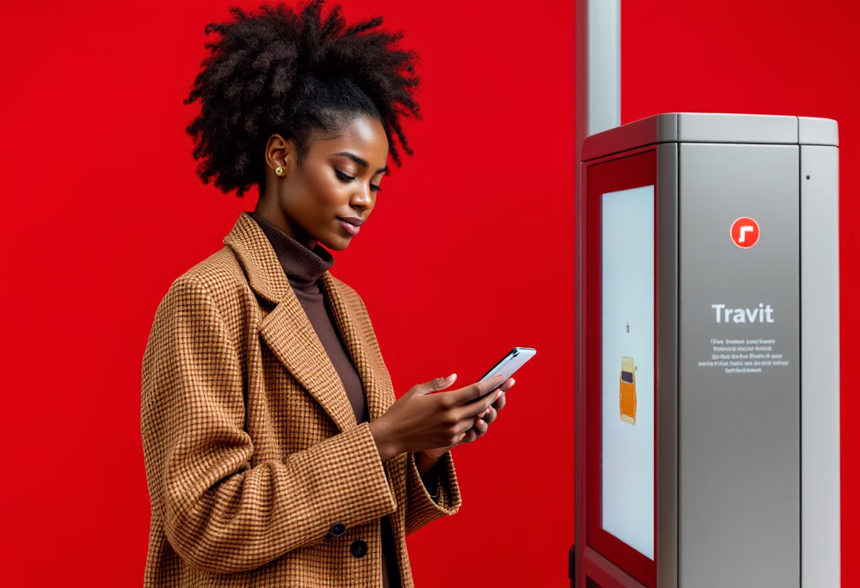 image of a commuter using a transportation app
