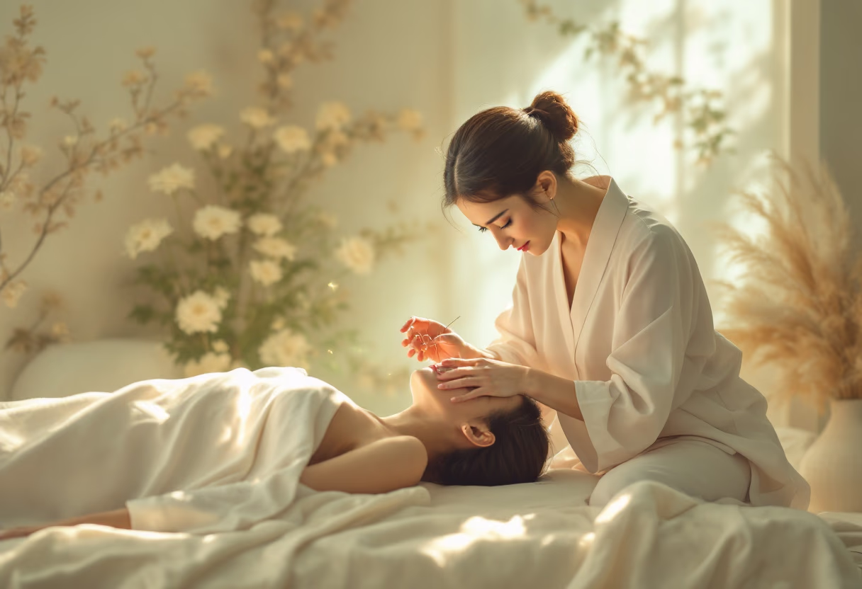 image of acupuncture specialist at work