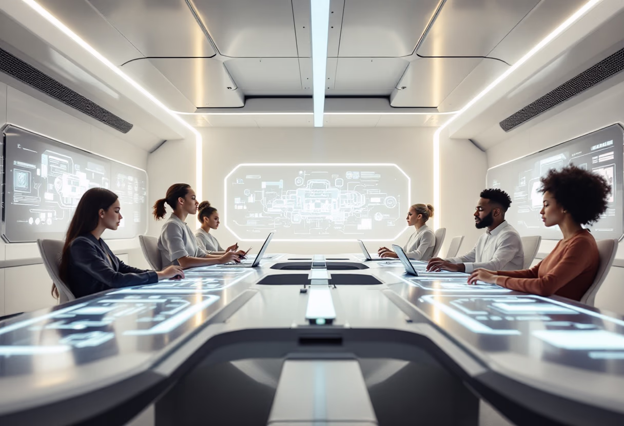image of an office collaboration scene (for a mobility and transportation)