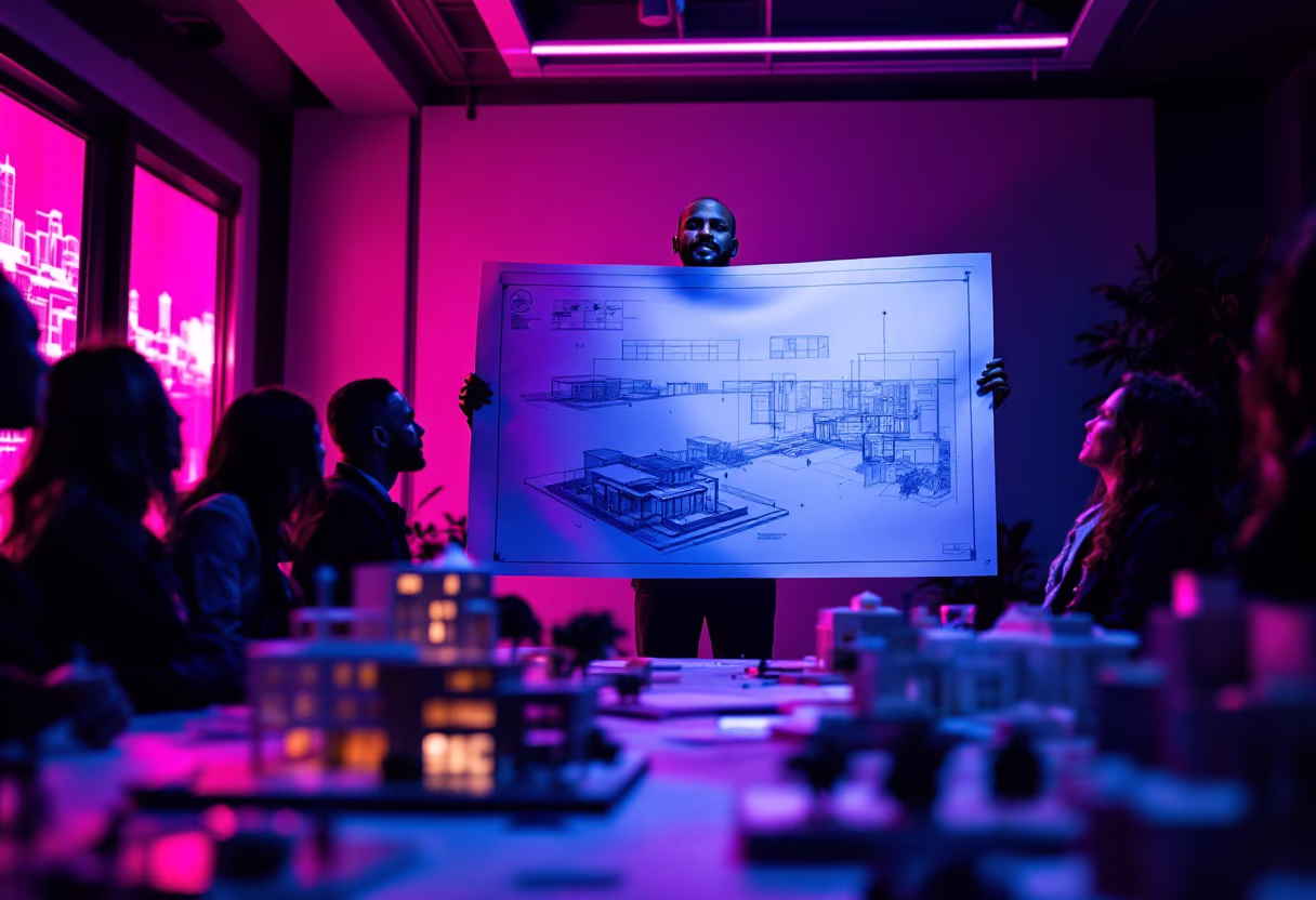 blueprint presentation in architectural firm