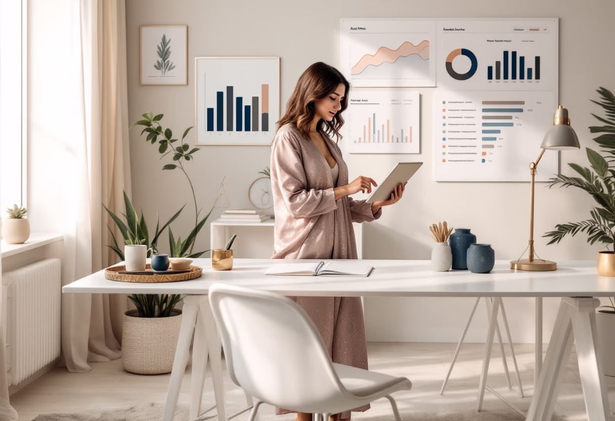 image of business professional reviewing analytics (for a hr tech)