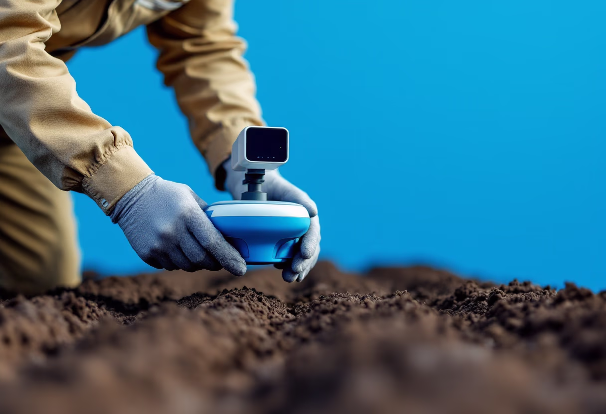 image of technicians inspecting crops