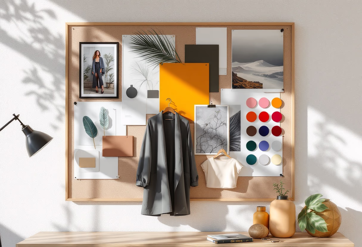 [background image] image of fashion inspiration board (for a clothing boutique)