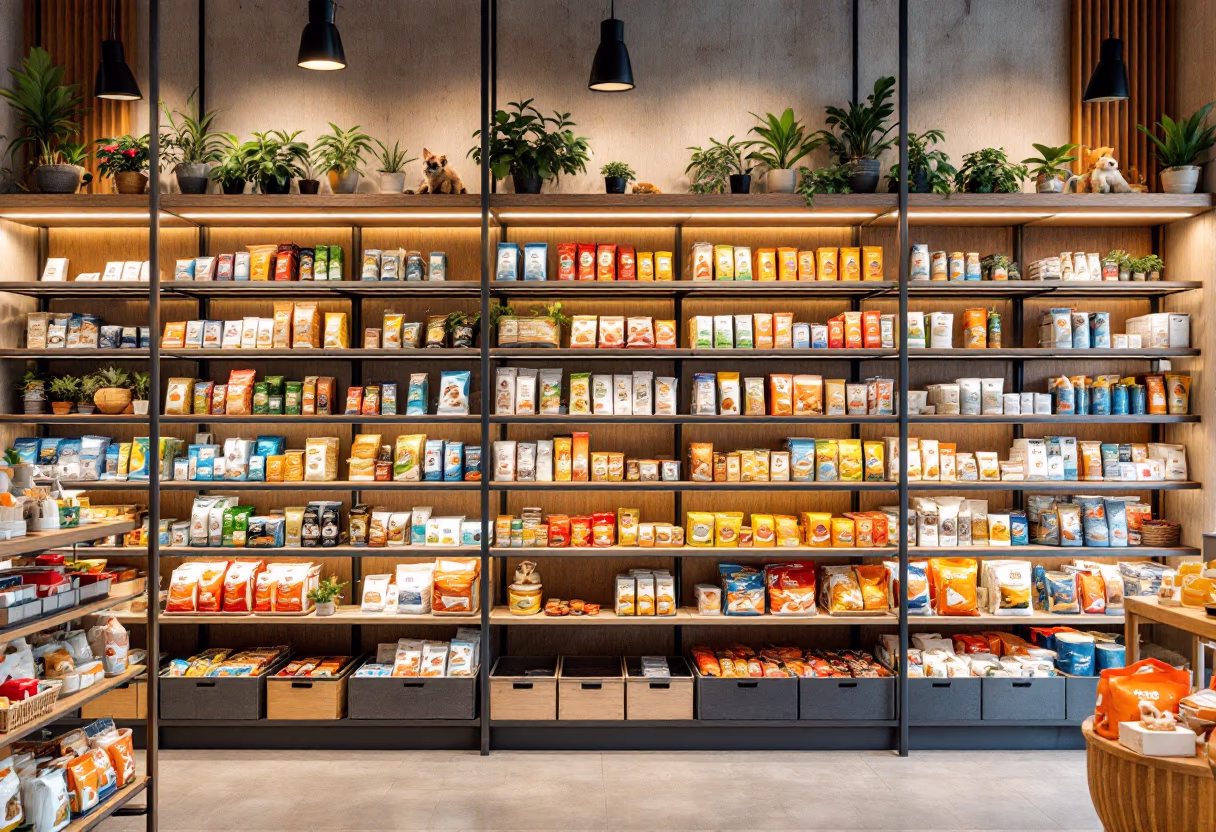 image of various pet food brands on shelves