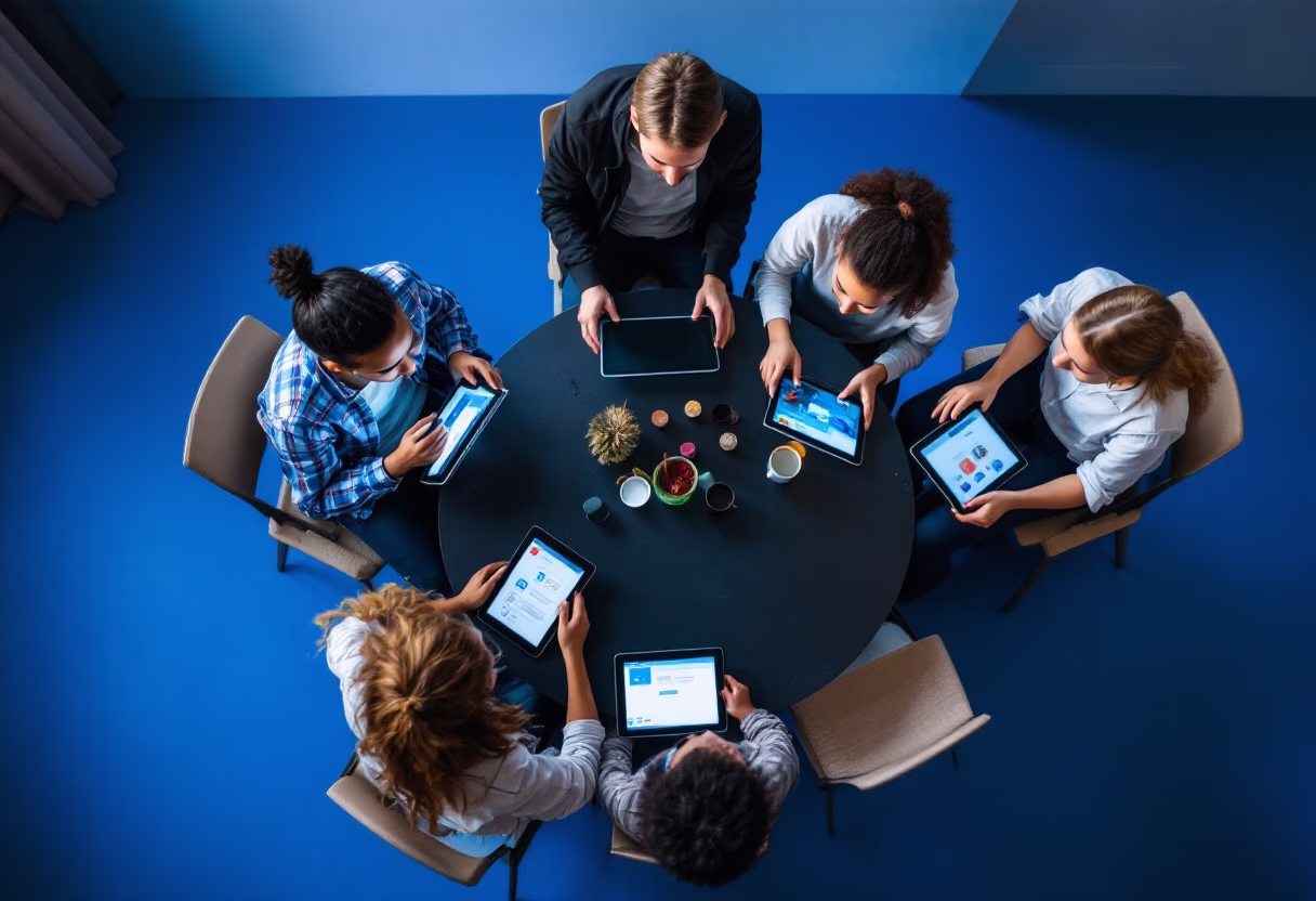 image of students engaging with the software (for a edtech)