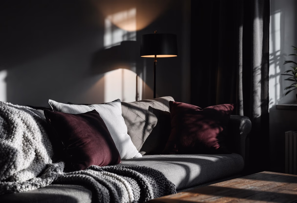 [background image] image of a home with seasonal decor (for a cleaning service)