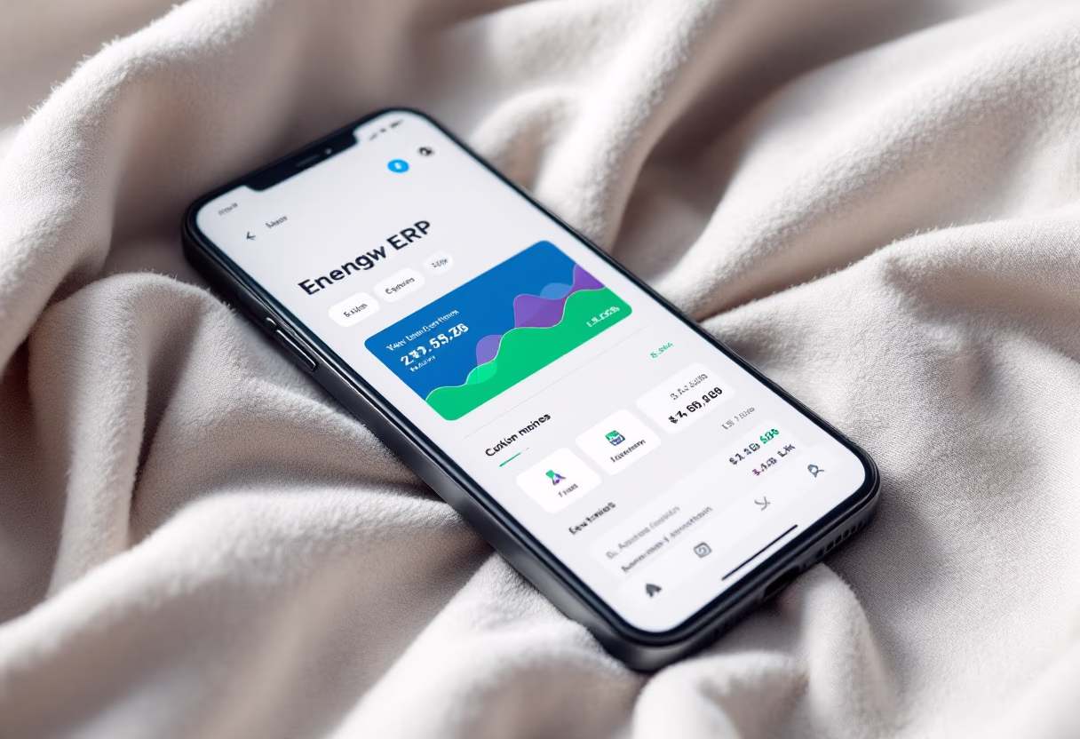 [interface] close-up of erp system interface on a smartphone
