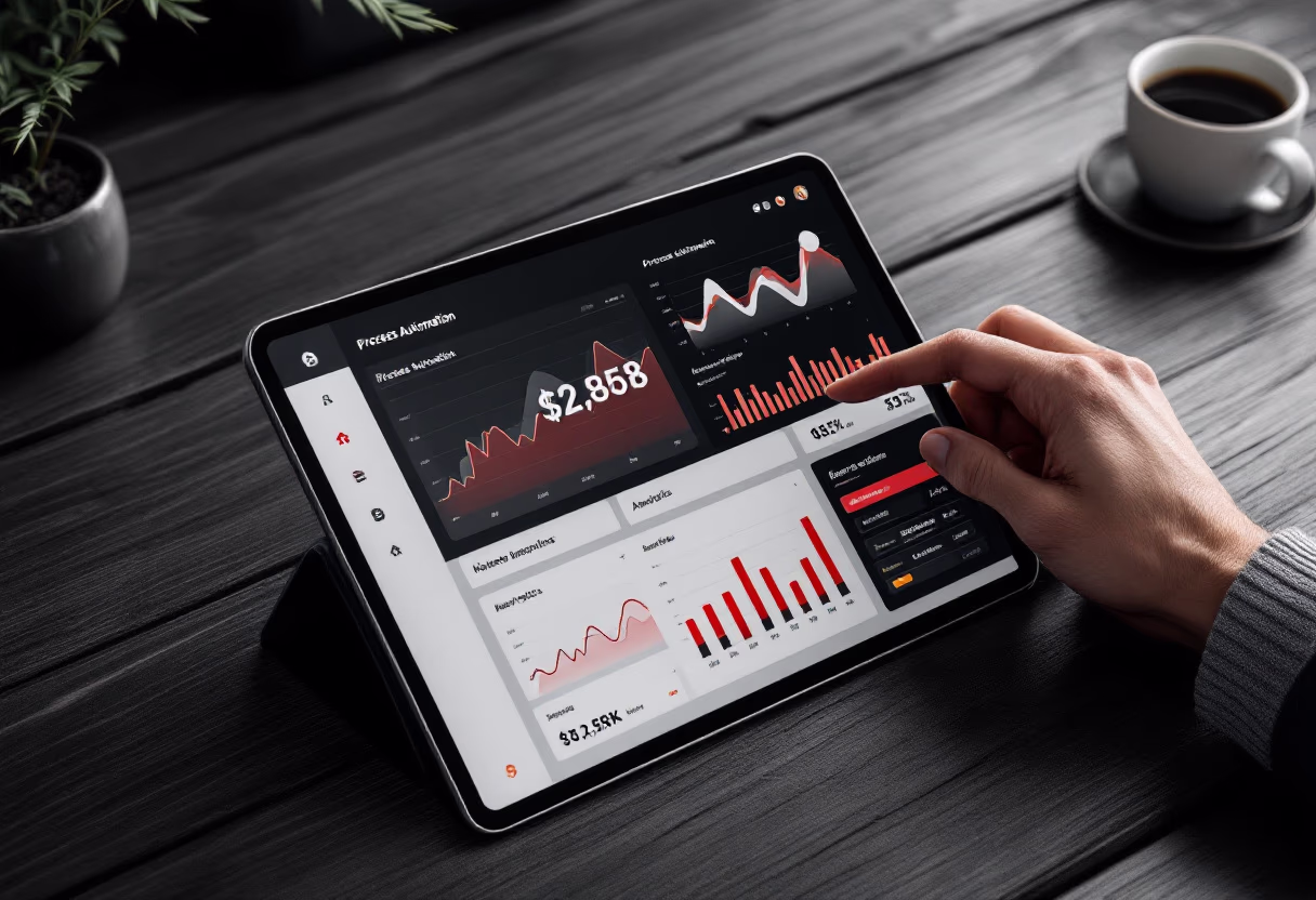 process automation - data analytics interface on tablet