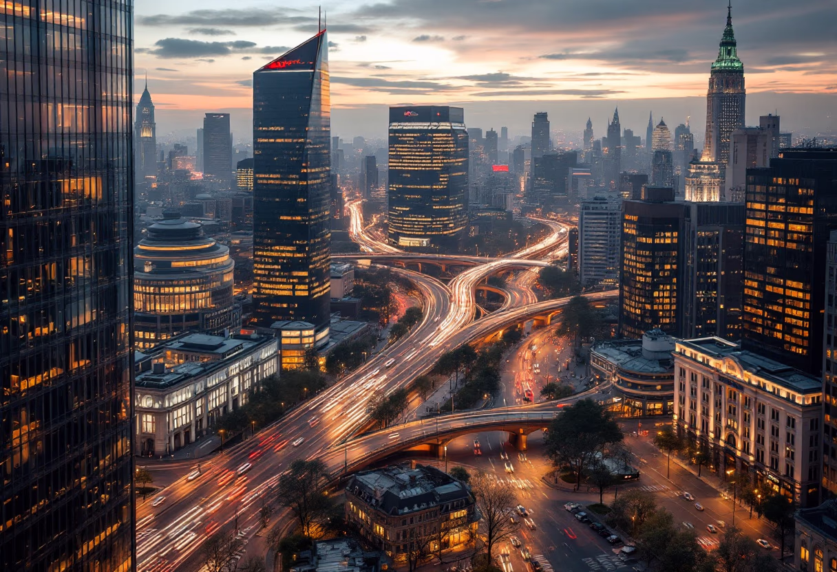 image of cityscape at night (for a real estate tech)