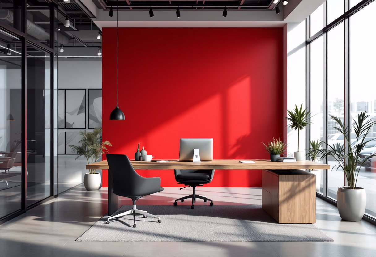 interior features of auto dealership