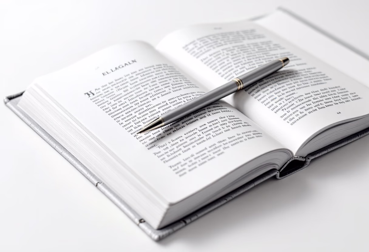 image of open book with pen (for a legal tech)