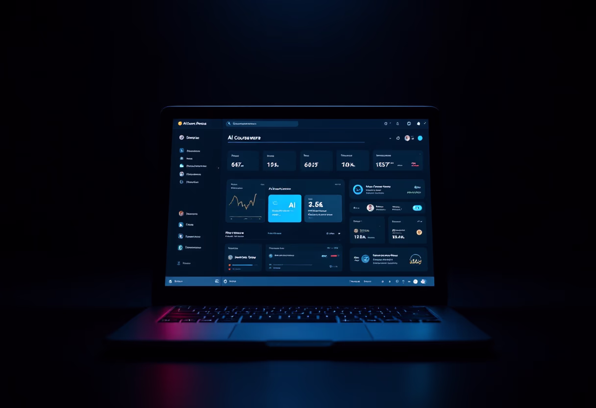 image of ai course modules on screen