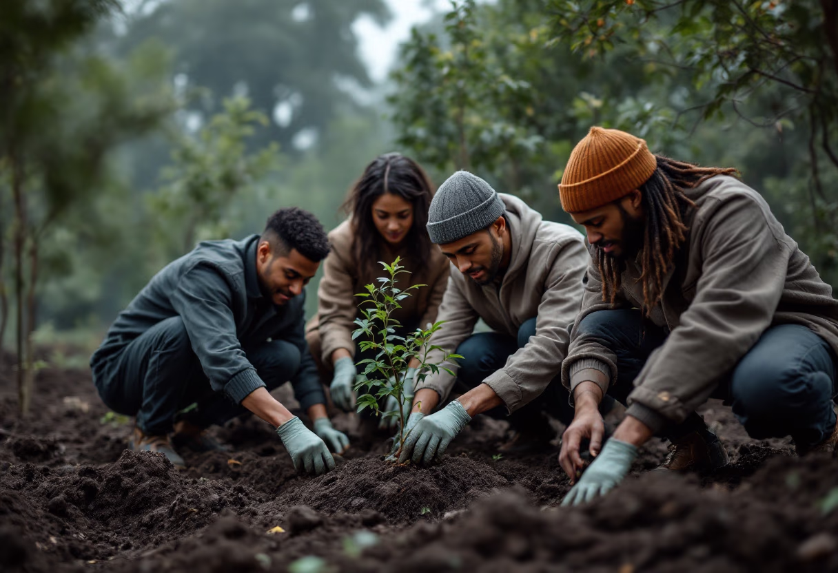 image of community members planting trees