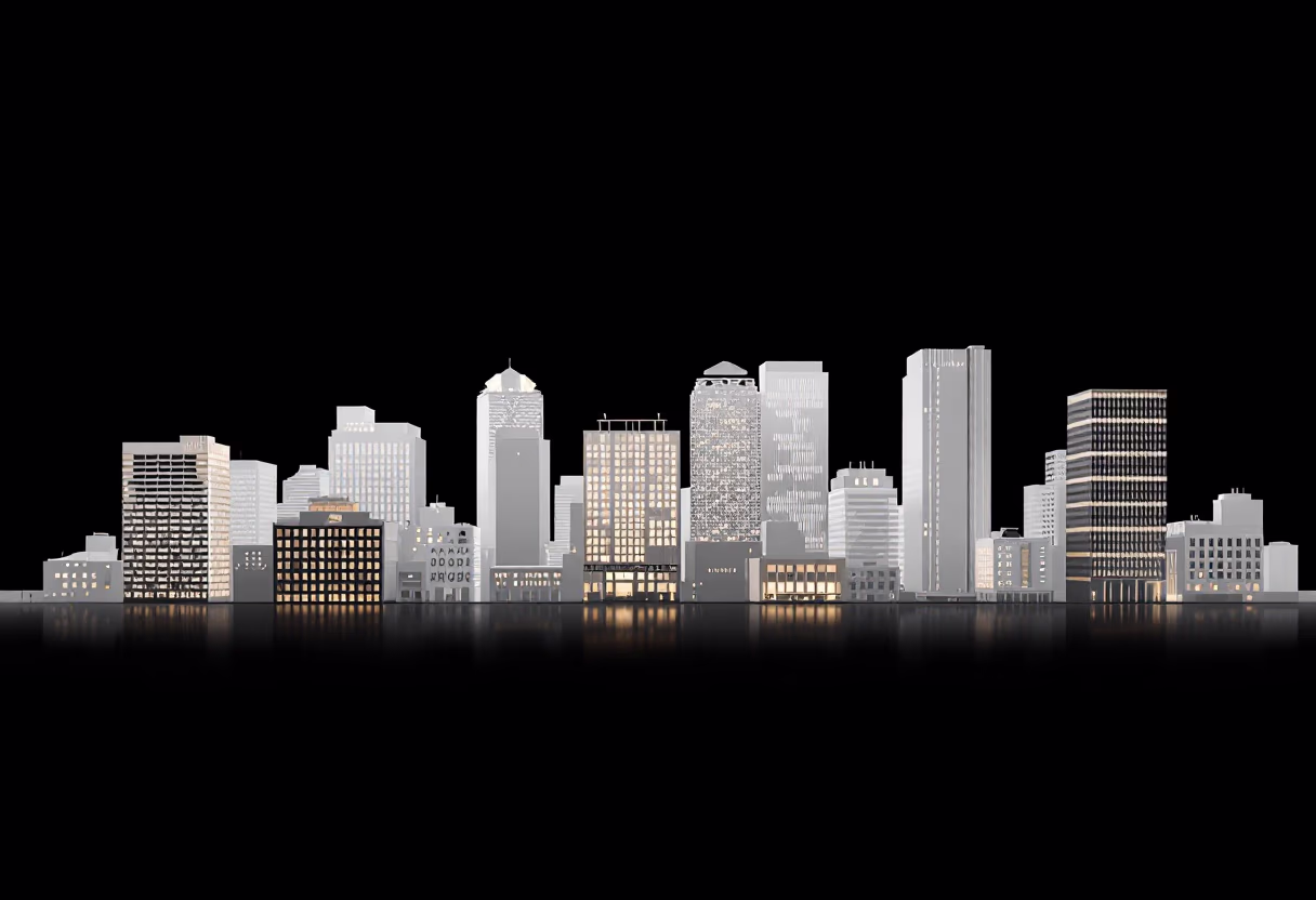 image of cityscape at night (for a real estate tech)