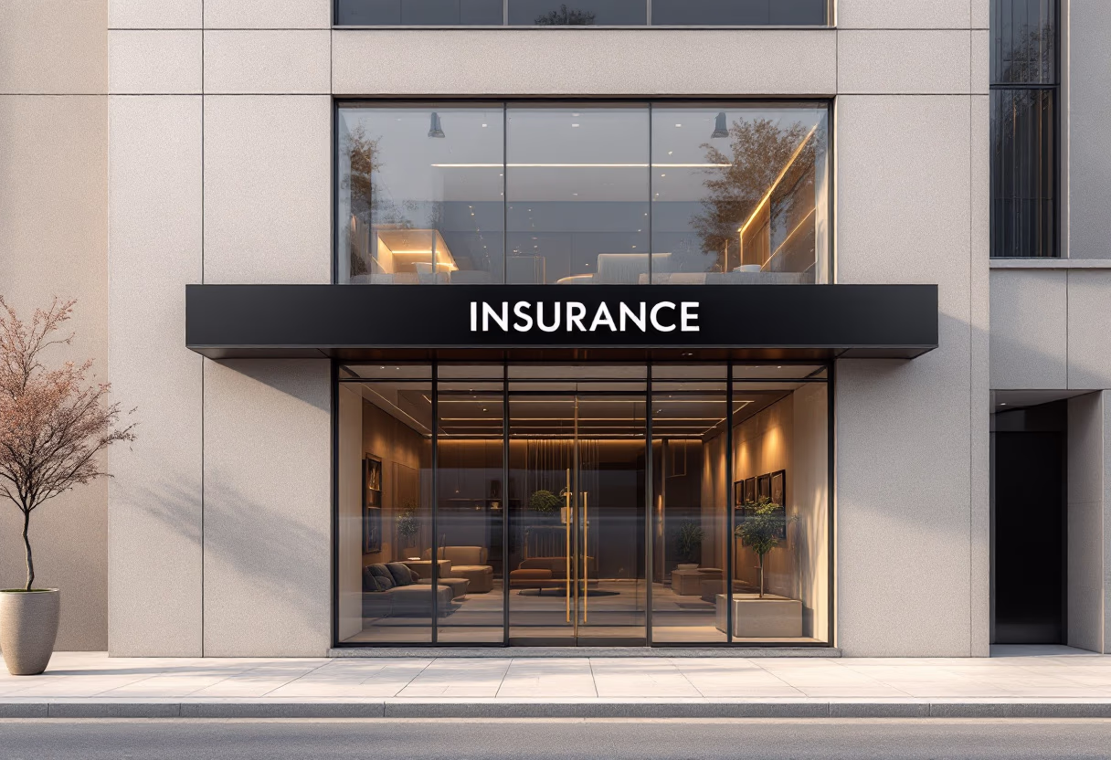 image of office building with company signage (for an insurance agency & company)