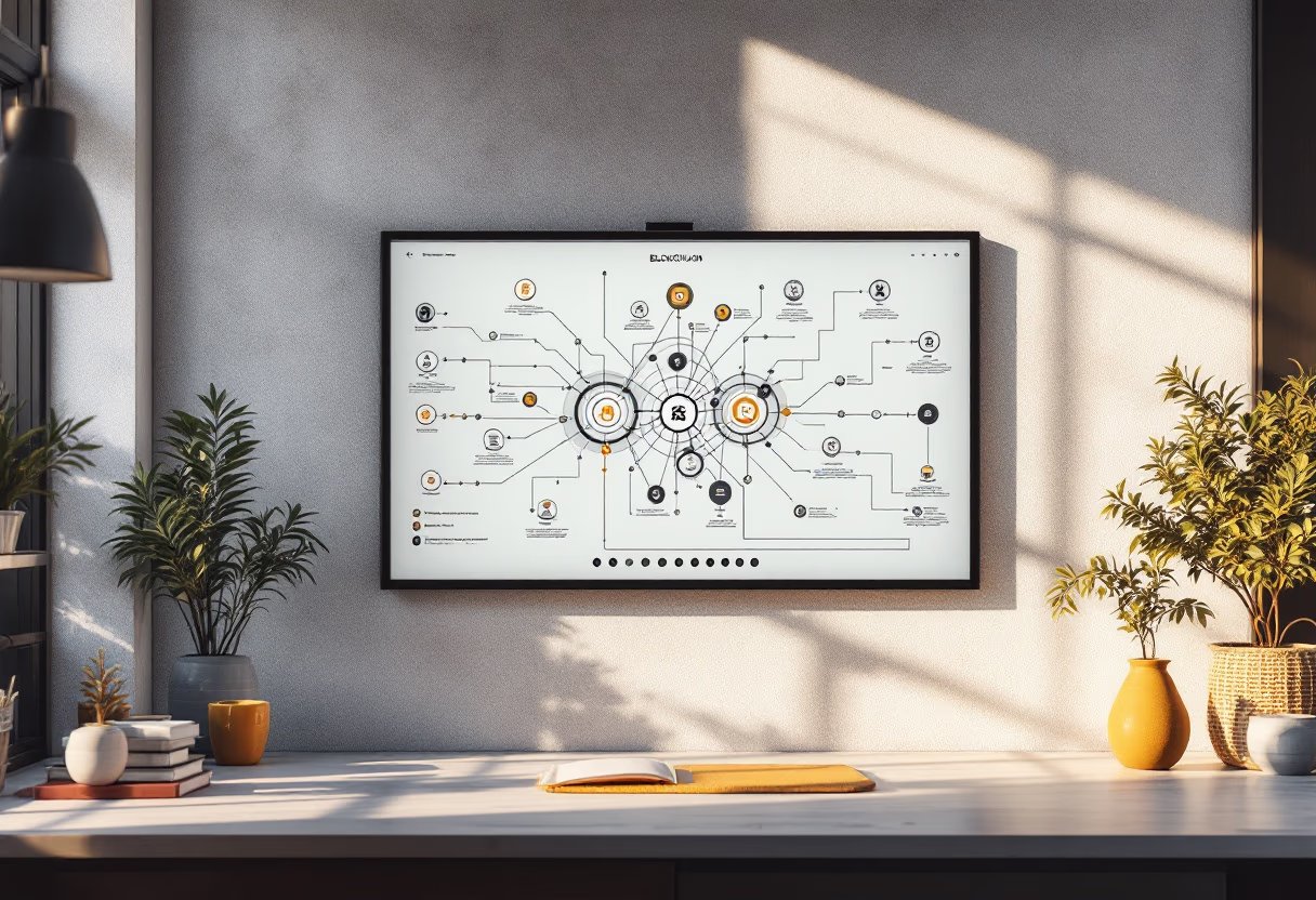 image of a digital diagram or flowchart (for a blockchain and cryptocurrency)