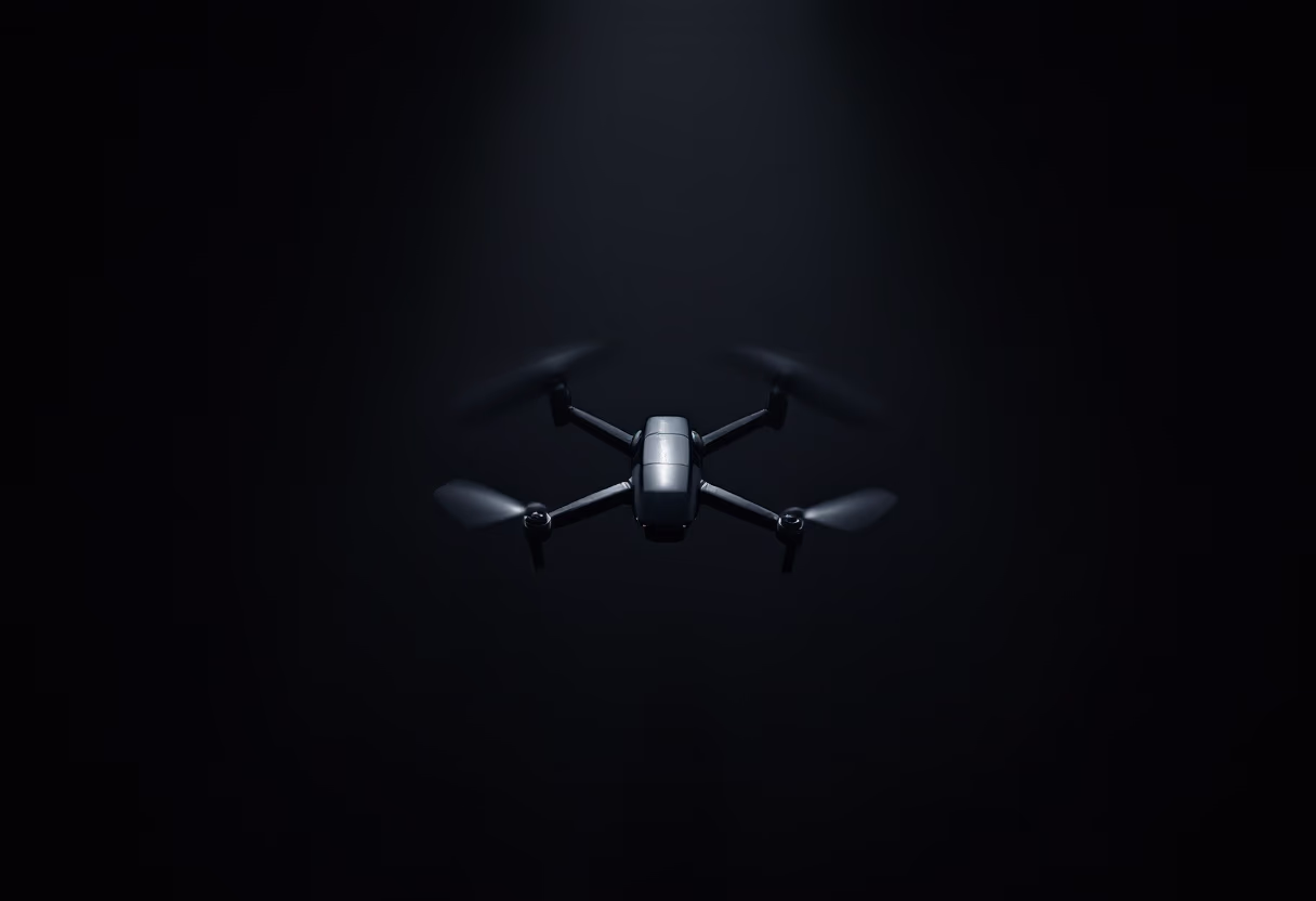 image of drone surveying crops