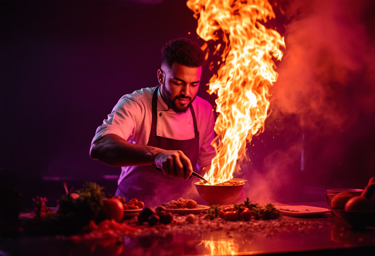 image of food preparation process (food truck)