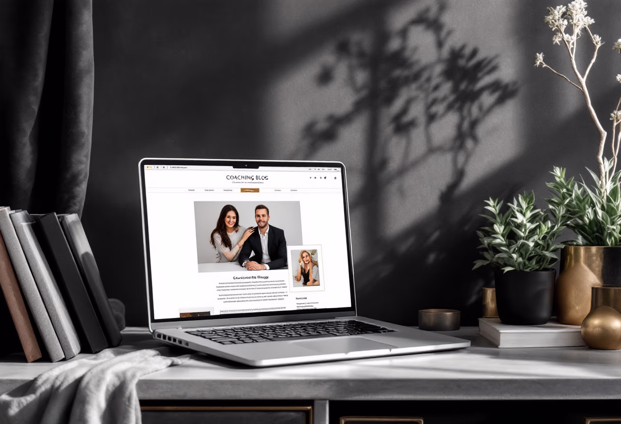 image of a laptop displaying a coaching blog