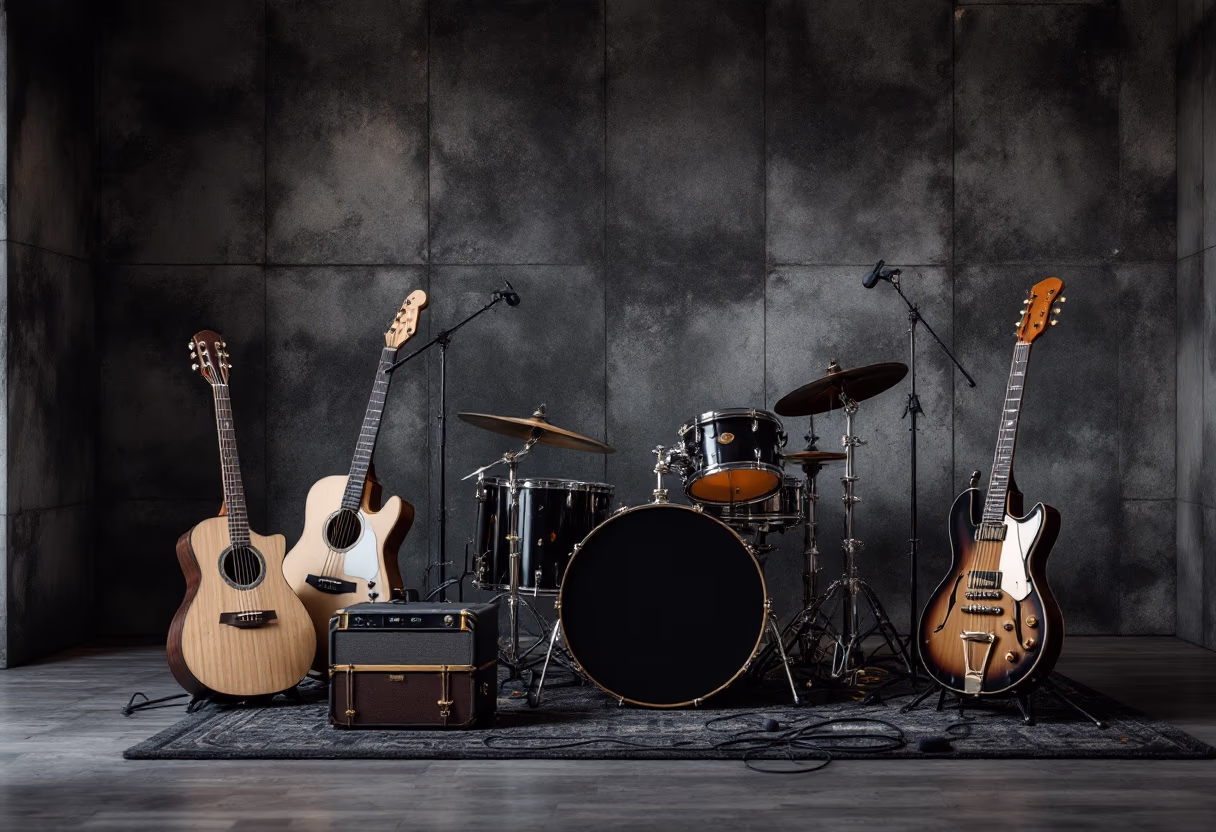 background image of band rehearsal space (for a musician & band)