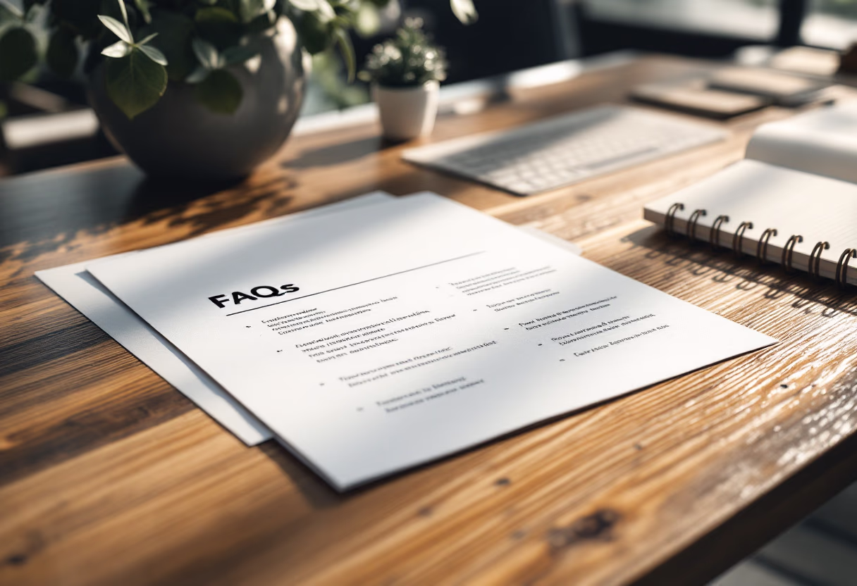 image of a document with faqs (for a productivity tools business)