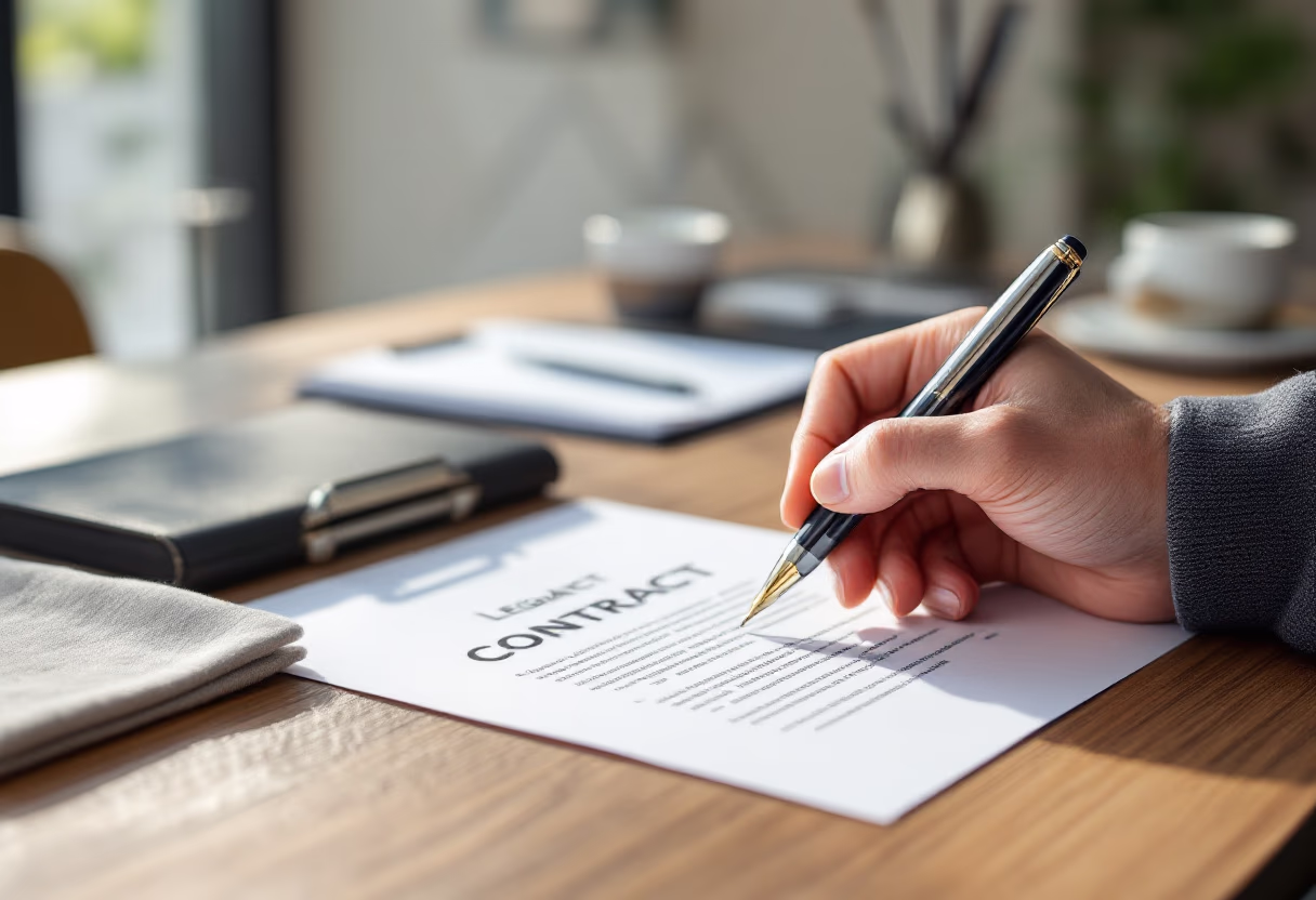 image of legal contract being signed