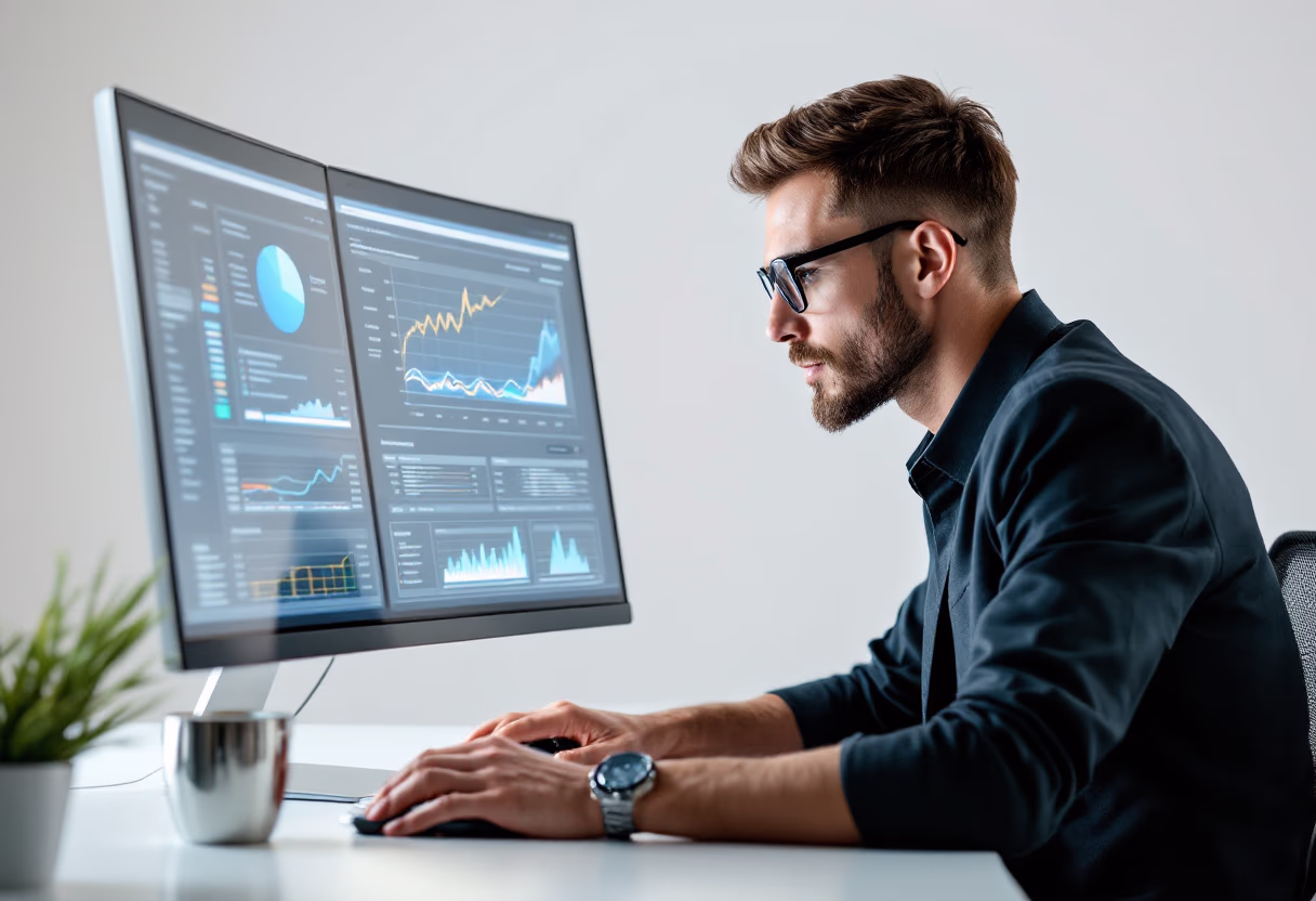 image of an accountant analyzing data on a computer screen