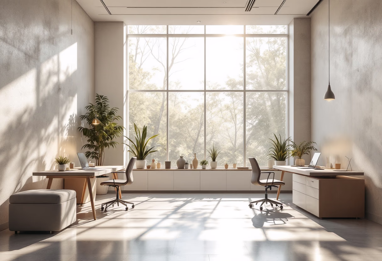 [background image] image of open workspace with advanced tech equipment (for a ai education tech company).