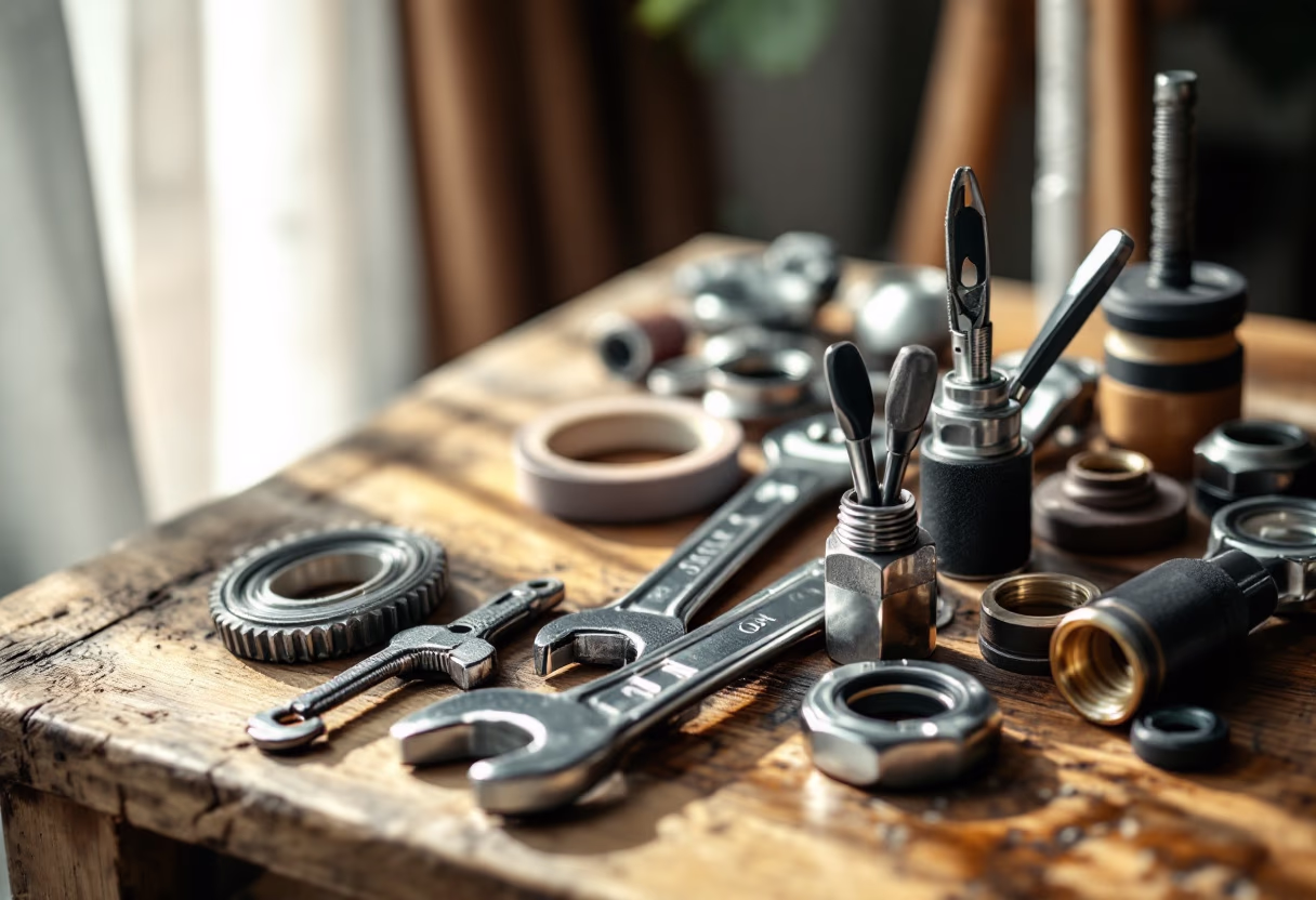 [background image] image of plumbing tools closeup (for a plumbing service)