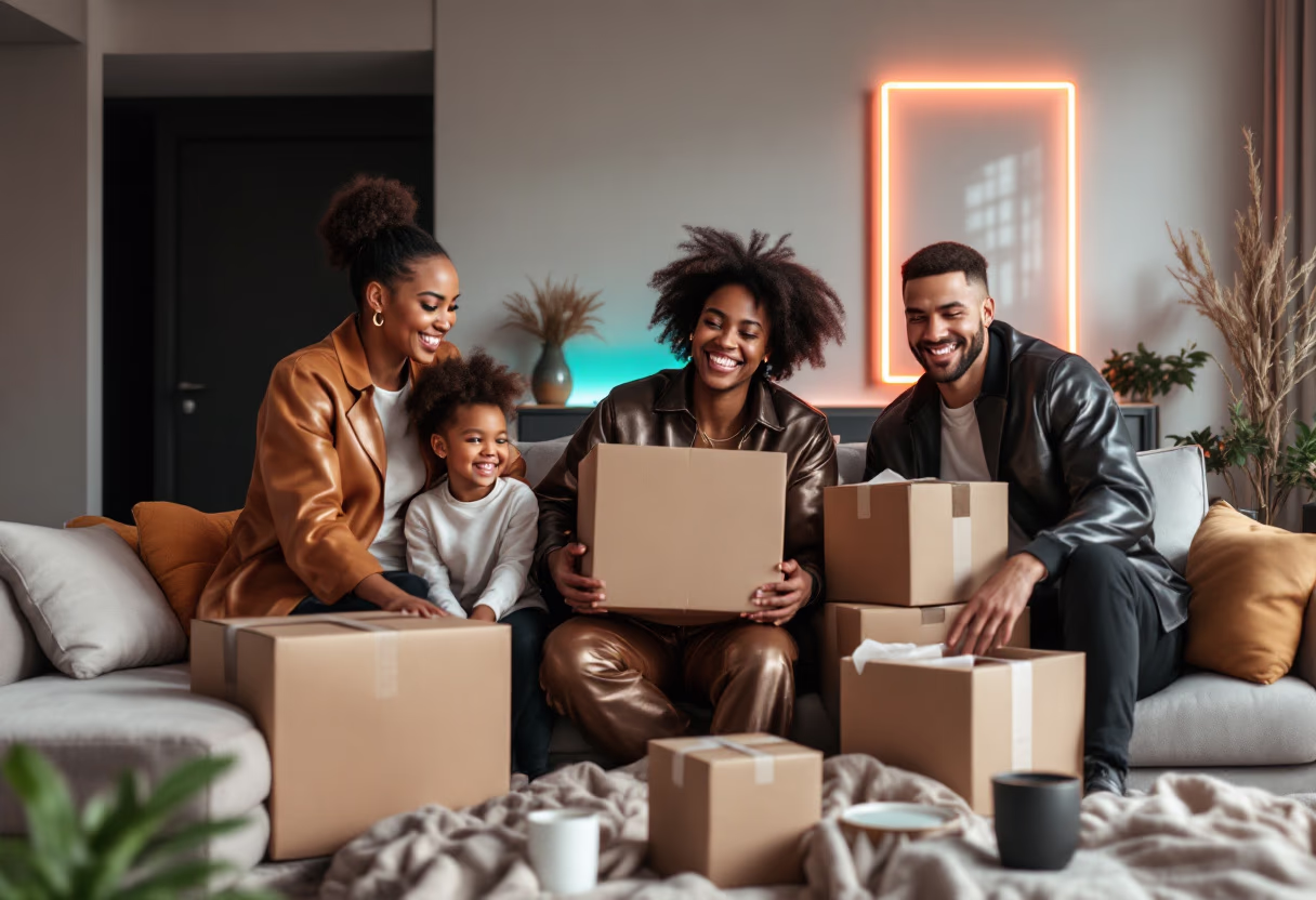image of happy family moving