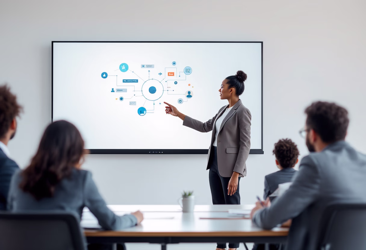 image of teacher using a smartboard (for a edtech)