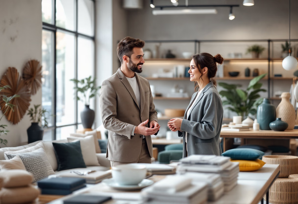image of an employee assisting a customer in a department store