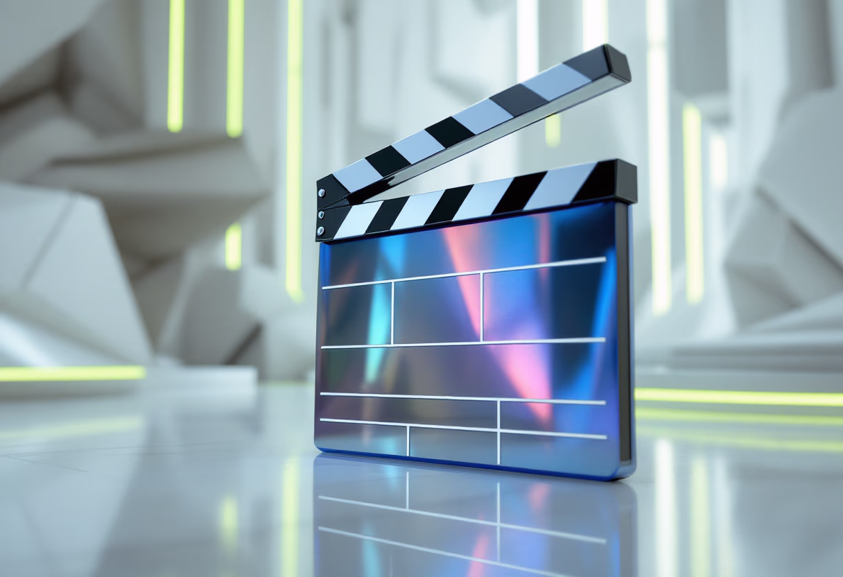 image of a clapboard on a film set