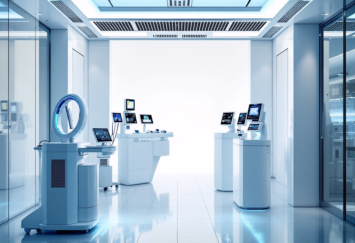 [background image] image of a healthcare professional using ai software (for an ai healthcare company)