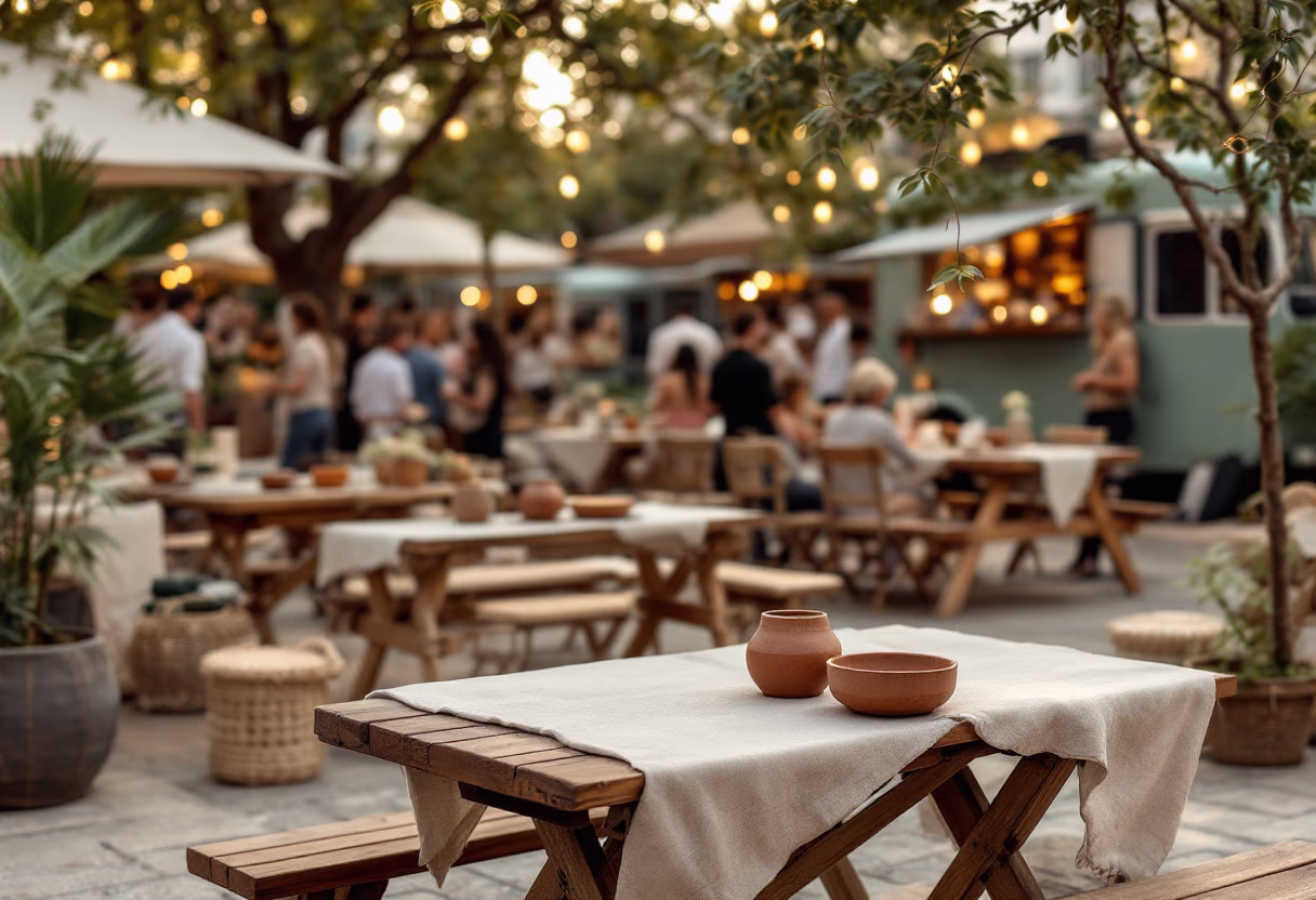 [background image] image of bustling food truck scene