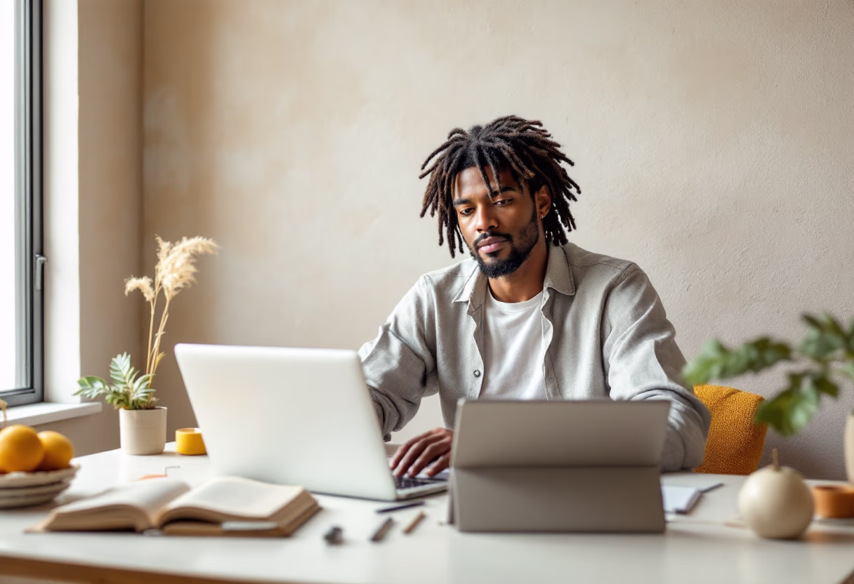 image of a person brainstorming ideas (for a productivity tools business)