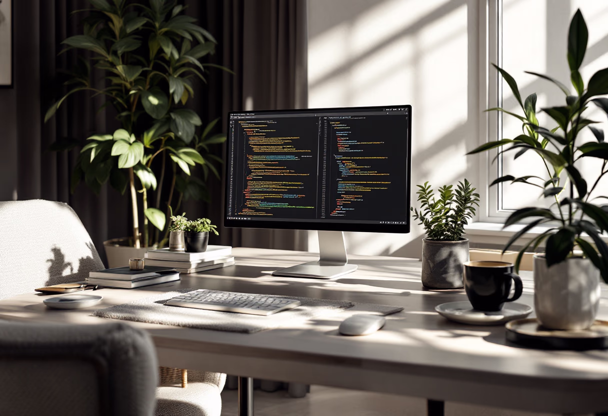 [background image] image of coding on a computer screen (for an ai fintech company)