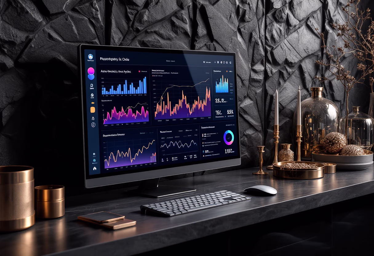image of data analytics charts for a data analytics and business intelligence company