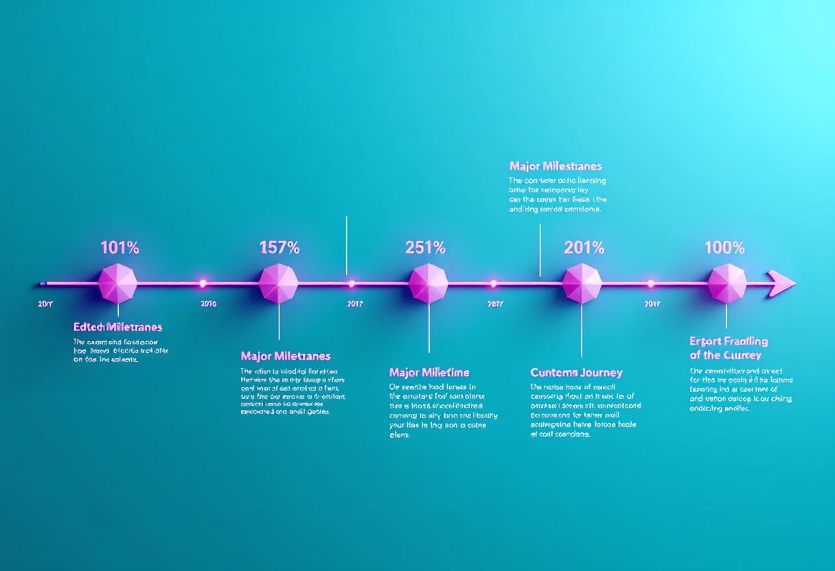 image of company milestones in a timeline format (for a edtech)