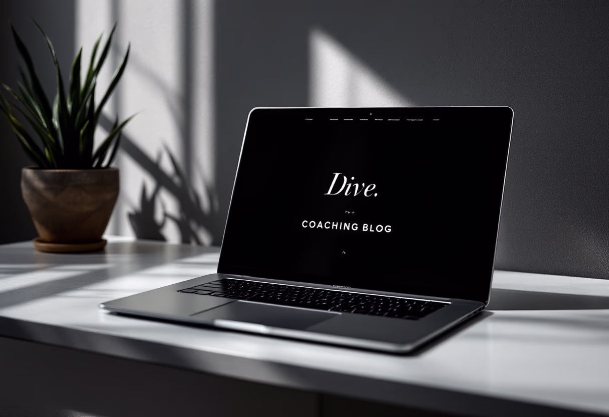 image of a laptop displaying a coaching blog