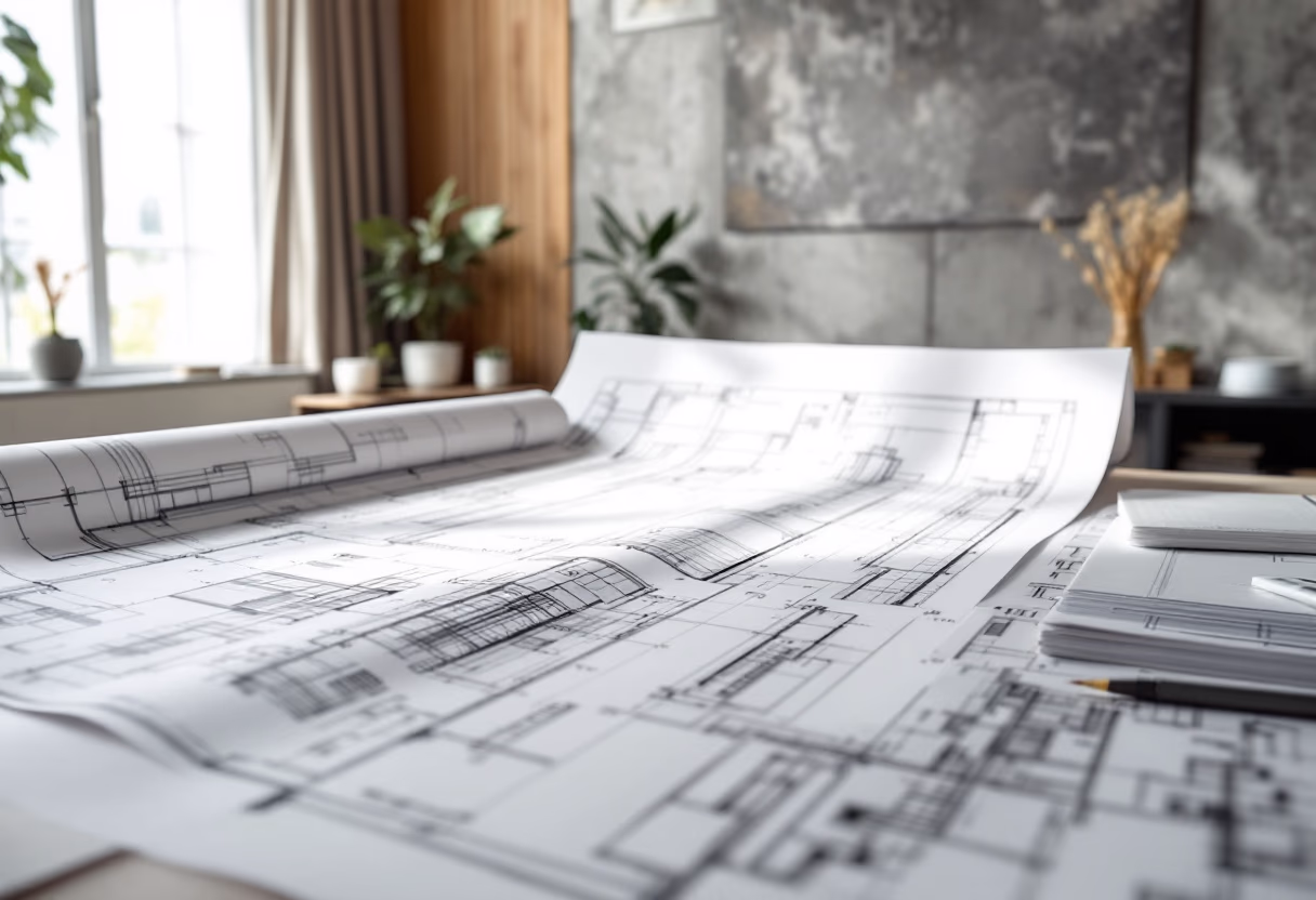 image of construction plans for a general contractor