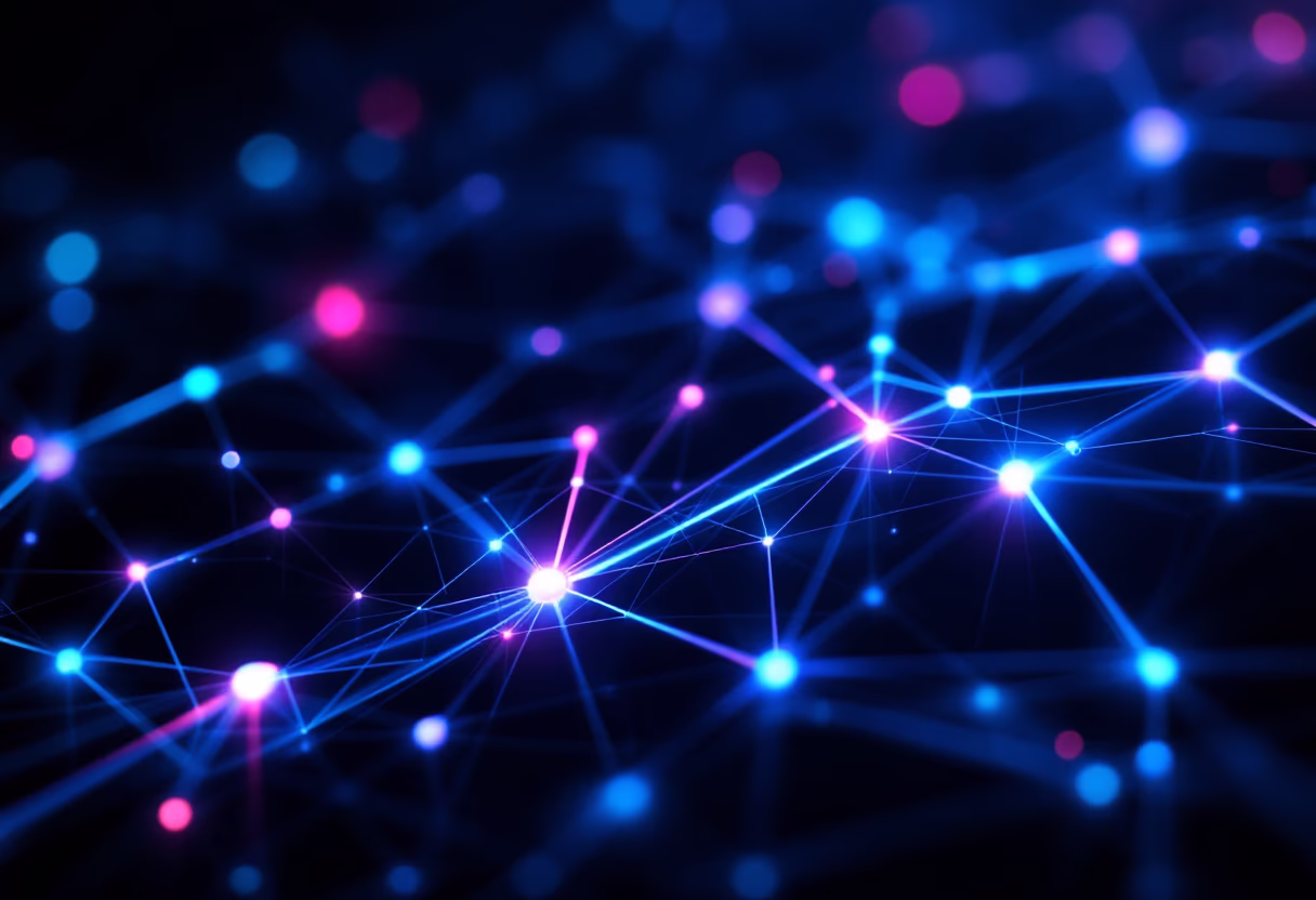 [digital project] image of blockchain network visualization (for a blockchain and cryptocurrency)