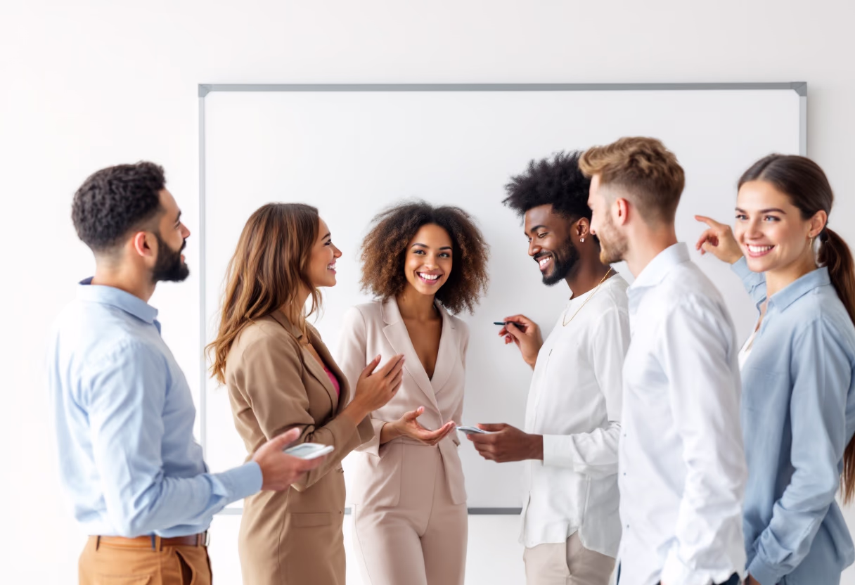 image of a diverse team in a meeting (for a edtech)