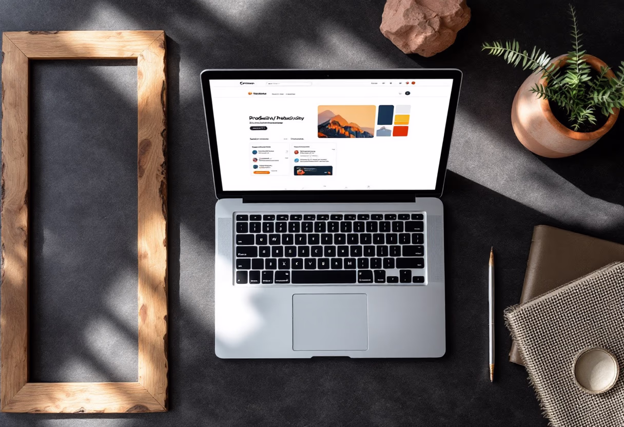 image of a user interacting with the software on a laptop (for a productivity tools business)