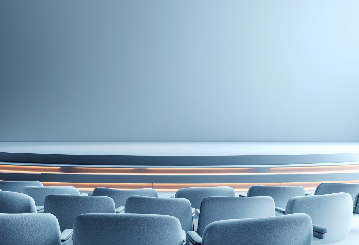 [background image] image of stage with seating (for a author & writer)