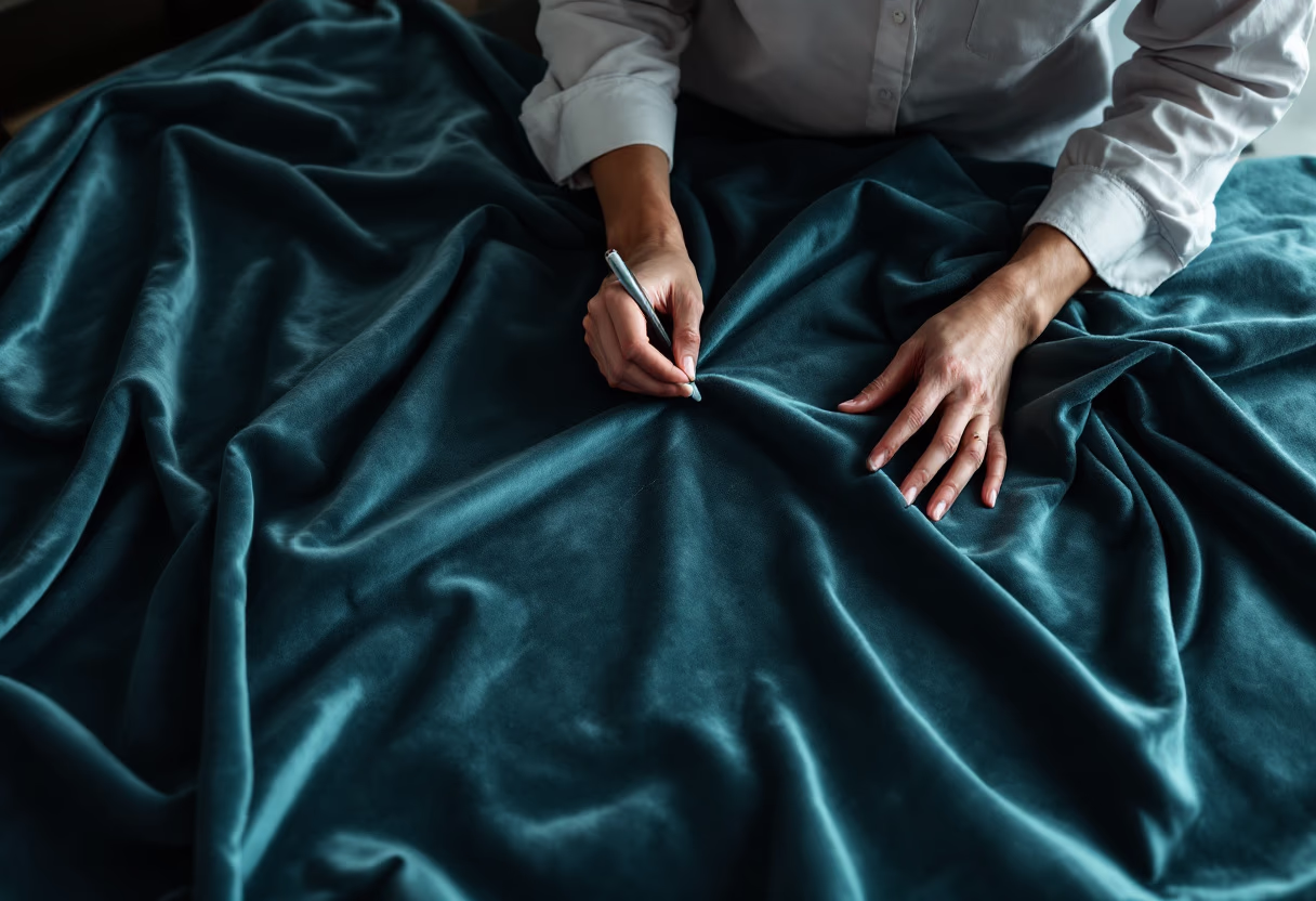 image of tailor drafting patterns