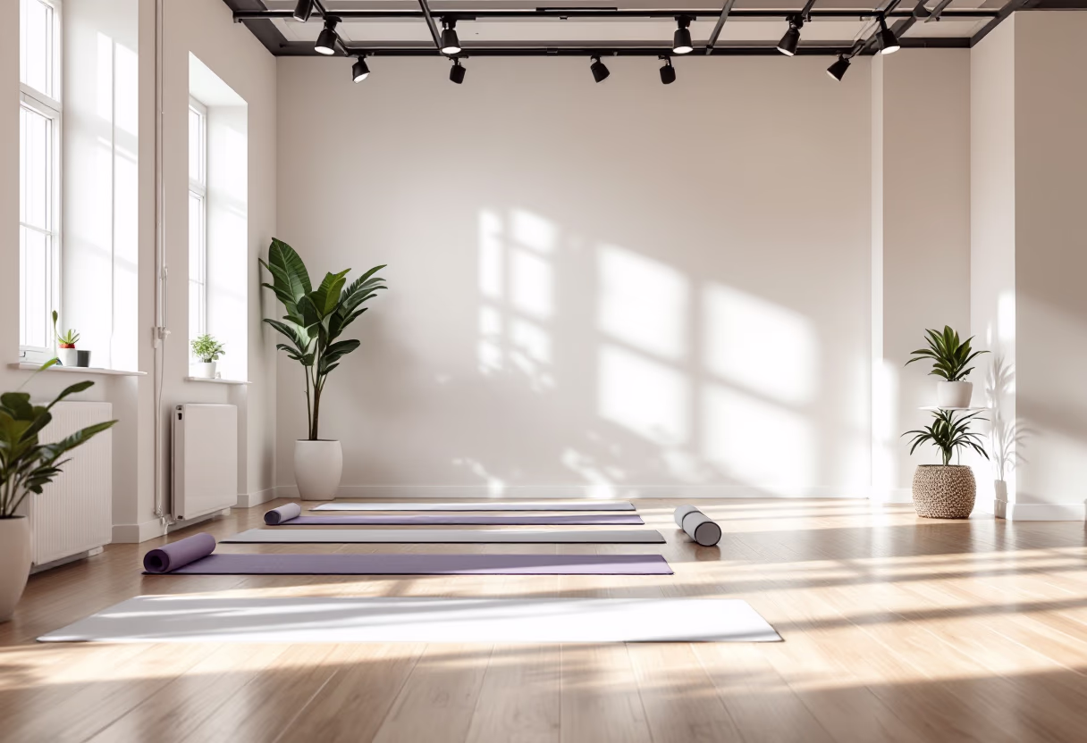 a yoga class setting in a minimalist studio